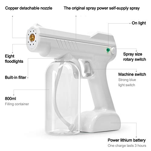 coamanug Steam Gun Nano Atomizer Cordless Rechargeable Electric Sprayer Portable Fogger Machine 800ML Handheld Wireless Sprayer for Home School Office Garden