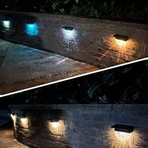 Solar Deck Lights【8 Pack】Bryopath Solar Step Lights Outdoor, Waterproof LED Fence Lights for Stairs, Patio, Yard, Garden Halloween Decor Outdoor Lights, Warm White/RGB Color Glow Lights