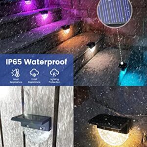 Solar Deck Lights【8 Pack】Bryopath Solar Step Lights Outdoor, Waterproof LED Fence Lights for Stairs, Patio, Yard, Garden Halloween Decor Outdoor Lights, Warm White/RGB Color Glow Lights