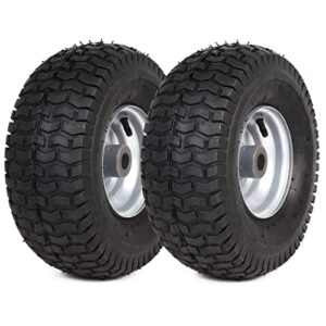 (2 pack) 15 x 6.00-6 tire and wheel set – for lawn tractors with 3” centered hub and 3/4″ sintered iron bushings