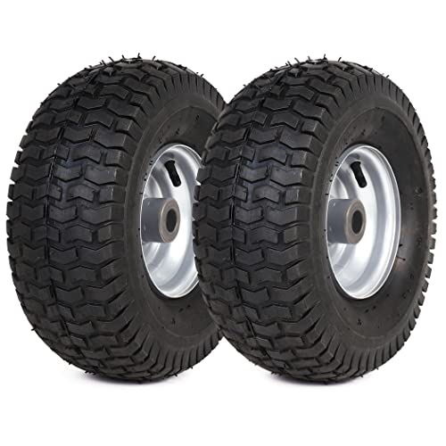 (2 Pack) 15 x 6.00-6 Tire and Wheel Set - for Lawn Tractors with 3” Centered Hub and 3/4" Sintered iron bushings