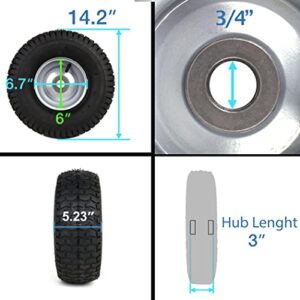 (2 Pack) 15 x 6.00-6 Tire and Wheel Set - for Lawn Tractors with 3” Centered Hub and 3/4" Sintered iron bushings