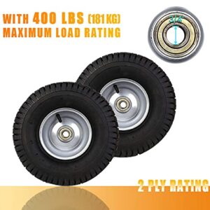 (2 Pack) 15 x 6.00-6 Tire and Wheel Set - for Lawn Tractors with 3” Centered Hub and 3/4" Sintered iron bushings