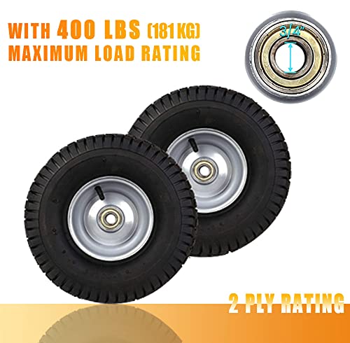 (2 Pack) 15 x 6.00-6 Tire and Wheel Set - for Lawn Tractors with 3” Centered Hub and 3/4" Sintered iron bushings