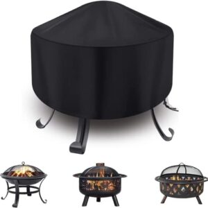 Fire Pit Cover Round for Fire Pit 22- 34 Inch, Waterproof Outdoor Fire Pit Cover, Full Coverage Patio Round Fire Pit Cover - Dustproof Anti UV and Tear Resistant