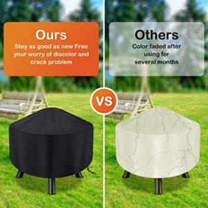 Fire Pit Cover Round for Fire Pit 22- 34 Inch, Waterproof Outdoor Fire Pit Cover, Full Coverage Patio Round Fire Pit Cover - Dustproof Anti UV and Tear Resistant