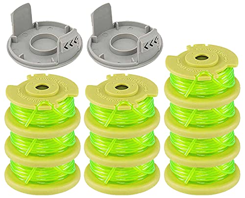 Fyange 11ft .08'' String Trimmer Replacement Spool for Ryobi One Plus+ AC80RL3 18V 24V 40V, with String Trimmer AC14HCA Cap Covers 11ft 0.08” Cordless Auto-Feed Twist Single Line (10 Spool, 2 Cap)