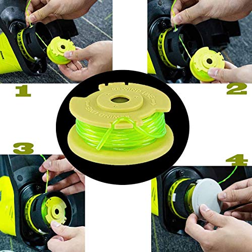 Fyange 11ft .08'' String Trimmer Replacement Spool for Ryobi One Plus+ AC80RL3 18V 24V 40V, with String Trimmer AC14HCA Cap Covers 11ft 0.08” Cordless Auto-Feed Twist Single Line (10 Spool, 2 Cap)