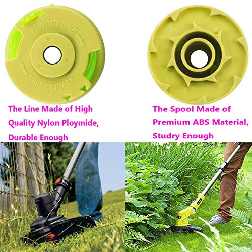 Fyange 11ft .08'' String Trimmer Replacement Spool for Ryobi One Plus+ AC80RL3 18V 24V 40V, with String Trimmer AC14HCA Cap Covers 11ft 0.08” Cordless Auto-Feed Twist Single Line (10 Spool, 2 Cap)