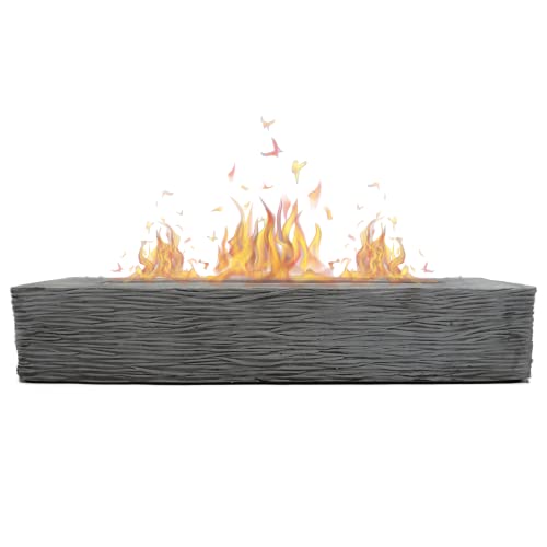 ROUNDFIRE Large Rectangle Tabletop Fire Pit - Portable Bioethanol Fireplace for Indoor & Garden (Textured Finish)