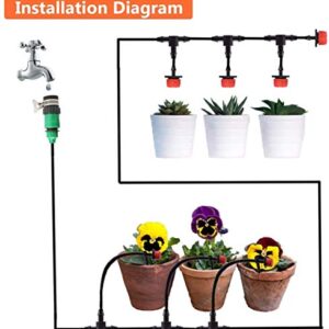 MSDADA Micro Drip Irrigation Kit, 50ft Garden Automatic Irrigation System, 1/4" Blank Distribution Tubing Hose Adjustable Nozzle, Plant Watering Kit for Garden, Patio, Greenhouse, Flower Bed, Lawn