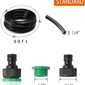 MSDADA Micro Drip Irrigation Kit, 50ft Garden Automatic Irrigation System, 1/4" Blank Distribution Tubing Hose Adjustable Nozzle, Plant Watering Kit for Garden, Patio, Greenhouse, Flower Bed, Lawn