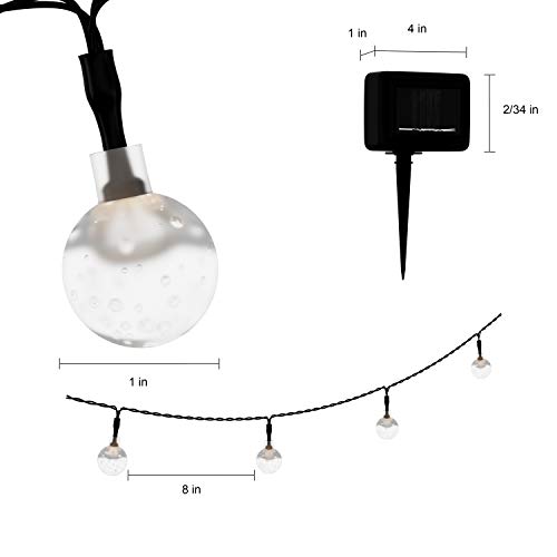 Pure Garden 50-LG1087 Outdoor Sting Solar Powered Round Globe Hanging Warm White Lights for Patio, Backyard, Garden, Events, Brown/A