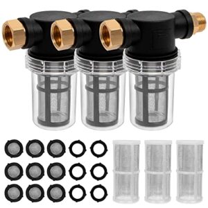beetro garden hose filter for pressure washer inlet water, sediment filter attachment, with 100 mesh and 40 mesh screen, 3 sets