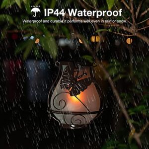 Atmosphere Making Outdoor Solar Hanging Lanterns Waterproof Metal Outside Decor Light Dynamic Simulation Flame Lamp for Lawn Patio Garden Yard Pathway with Butterfly