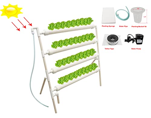 INTBUYING Hydroponic36Holes Plant Site Grow Kit Hydroponics Growing System Garden System Vegetable Ladder Style-4 Pipes 4 Layer （Outer Set Hose）