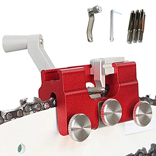 HADMB Chainsaw Chain Sharpening Jig Kit,Portable Hand Crank Chainsaw Sharpeners,Contains Carbide Burr,for All Quick Sharpening All Kinds of Chain Saws,for Lumberjack,Garden Worker