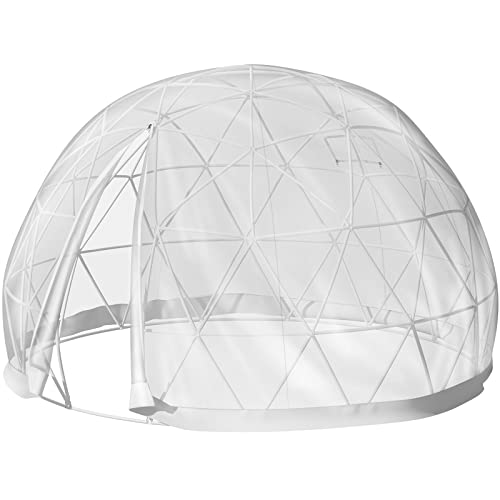 VEVOR Garden Dome 12ft - Geodesic Dome with PVC Cover - Lean to Greenhouse with Door and Windows for Sunbubble, Backyard, Outdoor Winter, Party