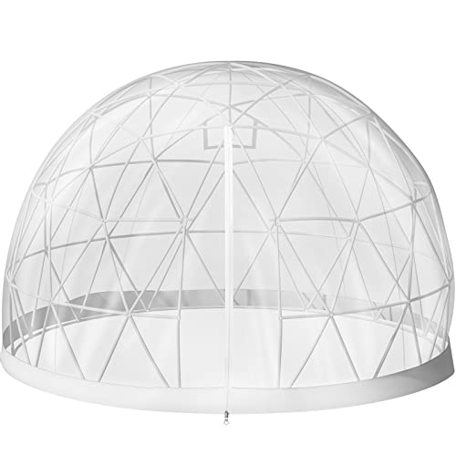 VEVOR Garden Dome 12ft - Geodesic Dome with PVC Cover - Lean to Greenhouse with Door and Windows for Sunbubble, Backyard, Outdoor Winter, Party