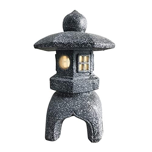 OUSHUAI Pagoda Garden Statue Outdoor Figurine Lights Solar Powered LED Garden Decor Pagoda Light Asian Lantern Outdoor Decorations Home Tranquil Resin Waterproof Decor Lawn Yard