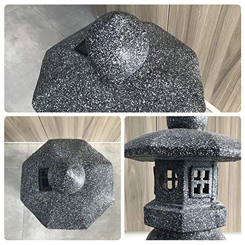 OUSHUAI Pagoda Garden Statue Outdoor Figurine Lights Solar Powered LED Garden Decor Pagoda Light Asian Lantern Outdoor Decorations Home Tranquil Resin Waterproof Decor Lawn Yard