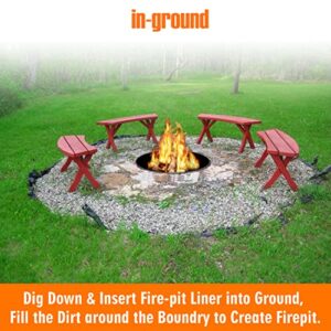 FEBTECH fire Rings for Outdoors Heavy Duty – fire Pit Ring 24 inch – Fire Pit Insert Round DIY fire Pit Liner - Above or In-Ground fire Ring for Outdoor Garden Patio Camping Bonfire