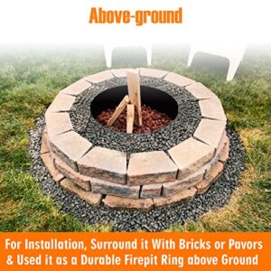 FEBTECH fire Rings for Outdoors Heavy Duty – fire Pit Ring 24 inch – Fire Pit Insert Round DIY fire Pit Liner - Above or In-Ground fire Ring for Outdoor Garden Patio Camping Bonfire