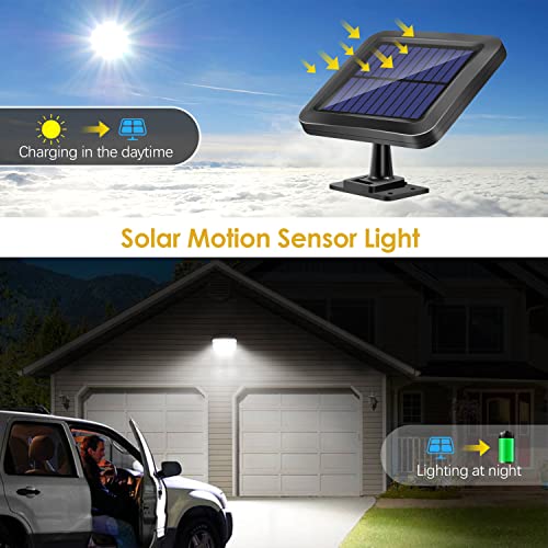 ALOVECO Solar Lights Outdoor Waterproof IP65 Motion Sensor Outdoor Lights LED Solar Powered Security Lights Dusk to Dawn Solar Flood Lights with 16.5ft Cable for Garage Shed Patio Wall Front Door