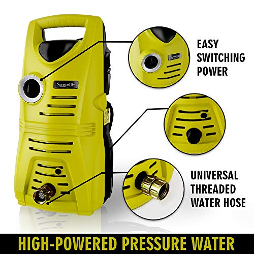 SereneLife Electric Pressure Washer - Compact Home & Garden Power Washer | Water Pump Spray Nozzle | 1160-PSI, 1.3-GPM (SLPRWAS23)