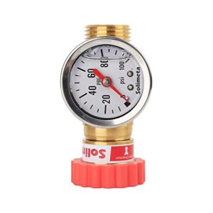 Solimeta Water Pressure Regulator with Stainless Steel Liquid Filled Lead-Free Pressure Gauge, Pressure Reducer for Camper, Trailer, RV, Garden, Plumbing System, 40-50 psi, 3/4" Hose