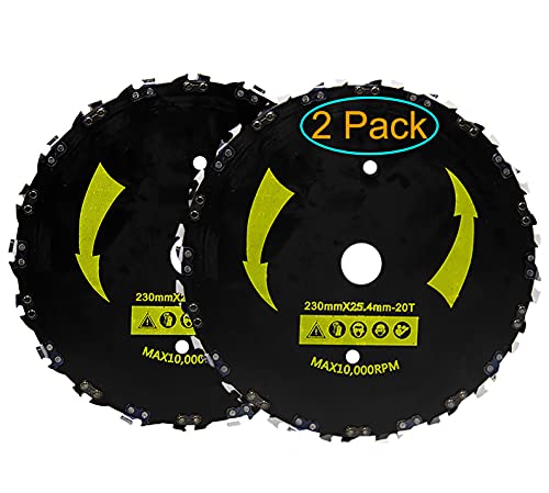 KAKO Chainsaw Brush Cutter Blade,9" x 20T Chainsaw Tooth Brush Blade,Brush Cutter Blades for Trimmers, Chainsaw Tooth Saw Blade,Chainsaw Brush Cutter Blade for String Trimmer,Weed Eater(2 Pack)