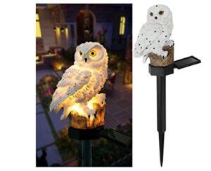 led garden lights – solar night lights owl shape solar-powered lawn lamp – waterproof, energy saving (warm white)
