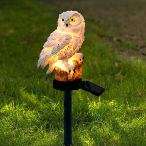 LED Garden Lights - Solar Night Lights Owl Shape Solar-Powered Lawn Lamp - Waterproof, Energy Saving (Warm White)