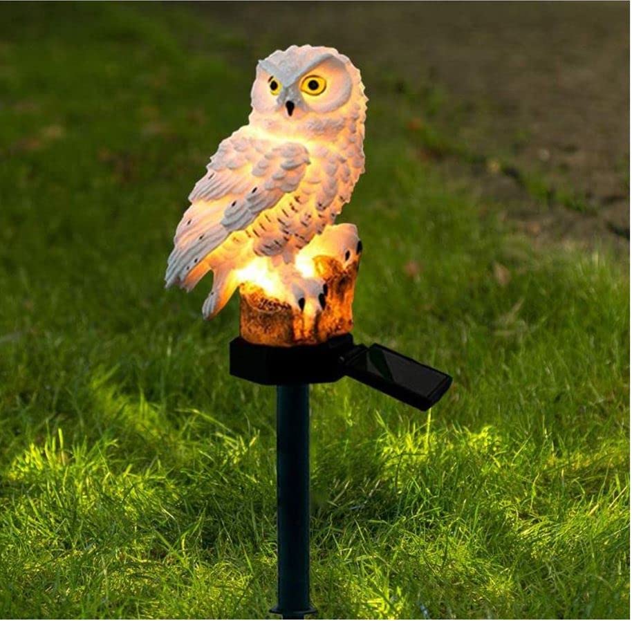 LED Garden Lights - Solar Night Lights Owl Shape Solar-Powered Lawn Lamp - Waterproof, Energy Saving (Warm White)