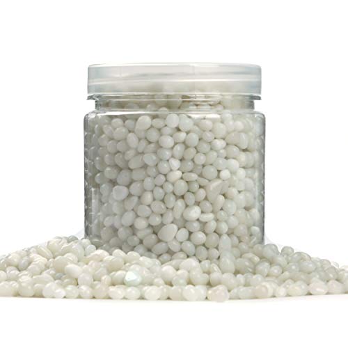 Reflective Tempered High Luster Fire Glass, Fire Pit Glass Gravel,Fire Glass Rocks Pebbles,Glass Beads Gems for Fish Tank Aquarium Garden Decoration 3-6mm 305g/10.75oz/0.67lb (Porcelain White)