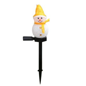 jhbox snowman christmas decorations outdoor yard solar pathway lights, color changing solar christmas lights outdoor waterproof, garden decor for thanksgiving, winter, frozen party(1 pack yellow)