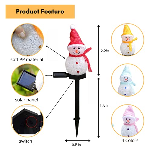 JHBOX Snowman Christmas Decorations Outdoor Yard Solar Pathway Lights, Color Changing Solar Christmas Lights Outdoor Waterproof, Garden Decor for Thanksgiving, Winter, Frozen Party(1 Pack Yellow)