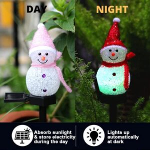 JHBOX Snowman Christmas Decorations Outdoor Yard Solar Pathway Lights, Color Changing Solar Christmas Lights Outdoor Waterproof, Garden Decor for Thanksgiving, Winter, Frozen Party(1 Pack Yellow)