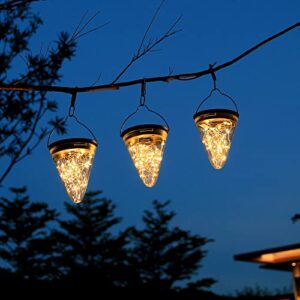 CHISROSLIN Hanging Solar Outdoor Lights Garden Decor Lighting Waterproof, Outside Decorative Solar Powered Light for Fence Patio Yard Lawn Garden Trees