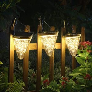 CHISROSLIN Hanging Solar Outdoor Lights Garden Decor Lighting Waterproof, Outside Decorative Solar Powered Light for Fence Patio Yard Lawn Garden Trees