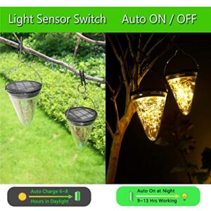 CHISROSLIN Hanging Solar Outdoor Lights Garden Decor Lighting Waterproof, Outside Decorative Solar Powered Light for Fence Patio Yard Lawn Garden Trees