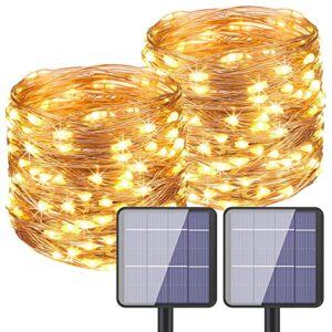 solar string lights outdoor, 2-packs 157.4ft 480led ultra long solar fairy lights 8 modes copper wire solar powered fairy lights outdoor waterproof for christmas garden yard party patio tree