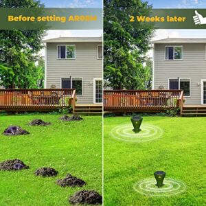 Mole Repellent Screw Solar Powered Outdoor Groundhog Deterrent Vibration Stakes Quiet Get Rid of Snake Vole Gopher Armadillo for Yard Lawns - No Noise Poison Kill Traps (Green 4pack)