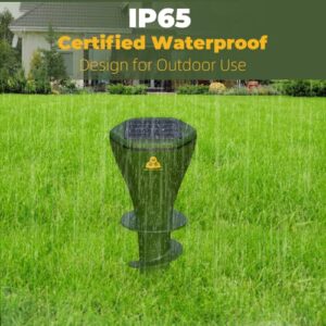 Mole Repellent Screw Solar Powered Outdoor Groundhog Deterrent Vibration Stakes Quiet Get Rid of Snake Vole Gopher Armadillo for Yard Lawns - No Noise Poison Kill Traps (Green 4pack)