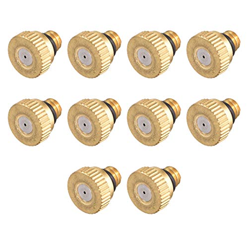 uxcell Brass Misting Nozzle - 10/24 UNC 0.6mm Orifice Dia Replacement Heads for Outdoor Cooling System - 10 Pcs