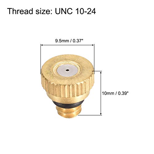 uxcell Brass Misting Nozzle - 10/24 UNC 0.6mm Orifice Dia Replacement Heads for Outdoor Cooling System - 10 Pcs