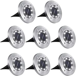 aogist solar ground lights,8 led garden lights patio disk lights in-ground outdoor landscape lighting for lawn patio pathway yard deck walkway