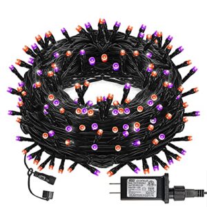 dazzle bright 240 led halloween string lights, 78 ft connectable waterproof fairy lights with 8 modes for indoor outdoor party yard garden christmas decorations (purple & orange)
