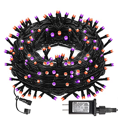 Dazzle Bright 240 LED Halloween String Lights, 78 FT Connectable Waterproof Fairy Lights with 8 Modes for Indoor Outdoor Party Yard Garden Christmas Decorations (Purple & Orange)