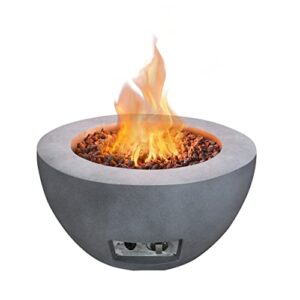 kante 25 inch propane fire table, 50,000 btu large concrete fire pit table for outdoor garden patio, smokeless gas fire pit with waterproof cover, side handles, natural concrete (a-b01-81921)